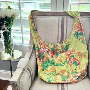 NWOT - Floral Green Tote Bag w/ Matching Coin Purse